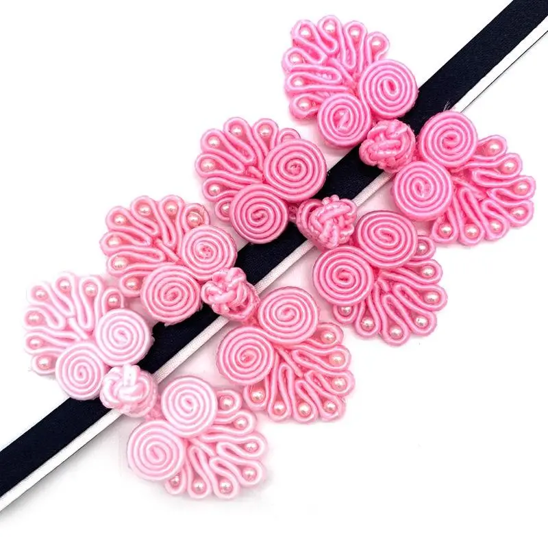 1 Pair Coat Buttons Clothing Decoration Buttons Colorful Leaf Cheongsam Dress Buttons Hand Woven Seven Bead Cheongsam Plate Buttons Clothing Accessories