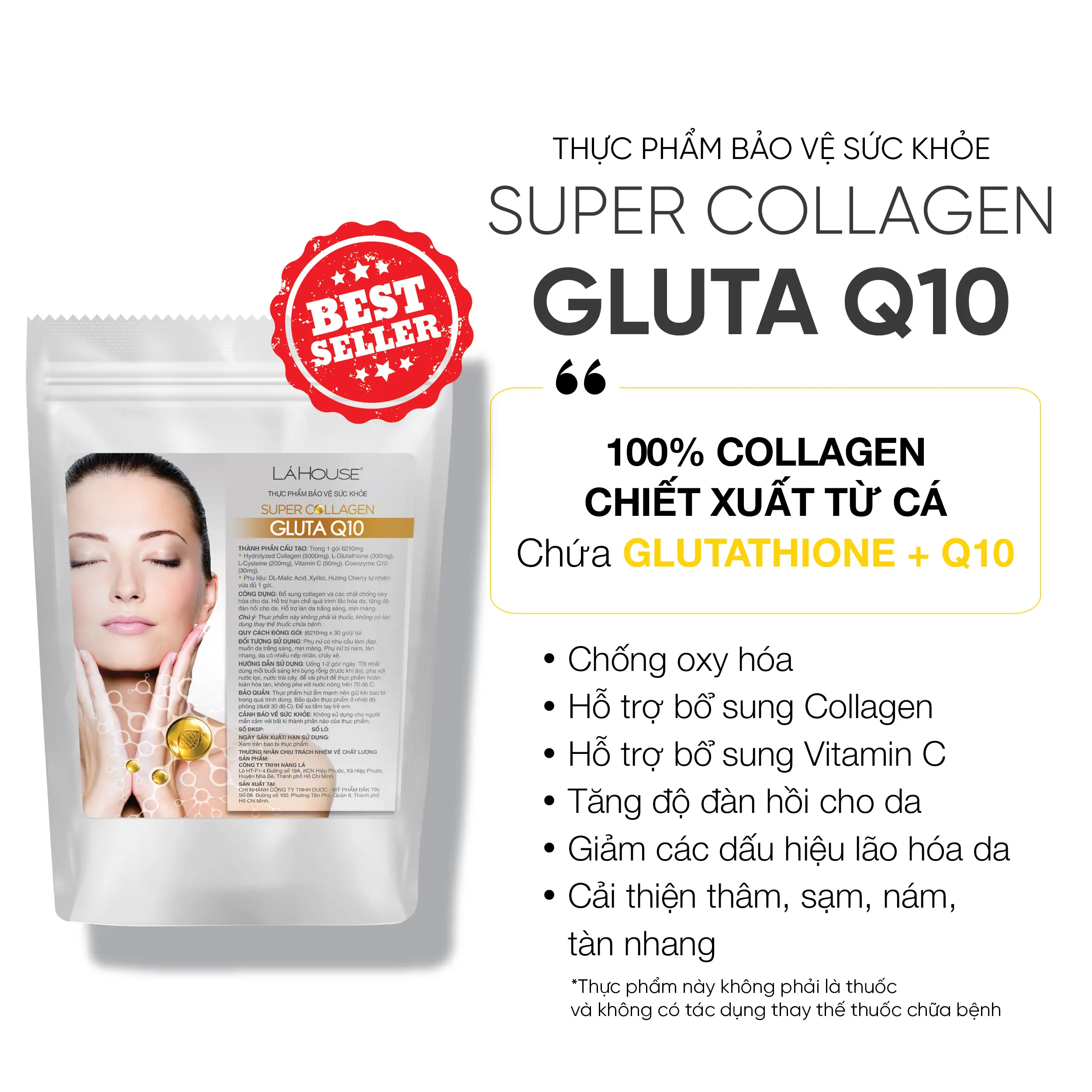 Collagen làm giảm nguy cơ lão hóa da Lá House Gluta Q10 (6.5g*30gói)