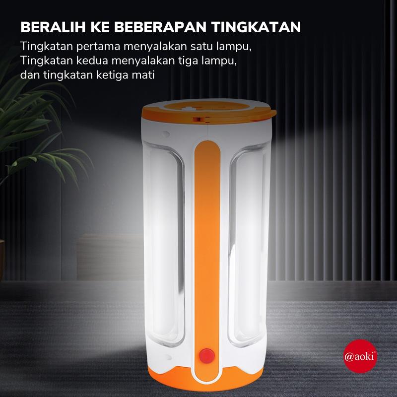 Aoki AK6696 Senter Besar / Jumbo LED Super Terang / Lampu Emergency / Powerbank 3 in 1 Rechargable 30 Watt + 54 SMD BONUS Kabel Charger 6