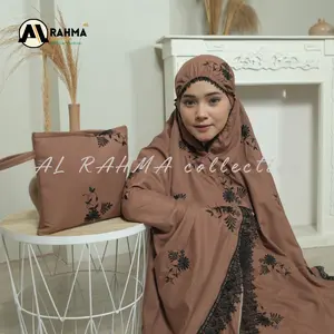 AL RAHMA - Mukena Rania Dewasa Katun Bordir Tabur Bunga Renda Mewah Jumbo  Mukenah Cantik