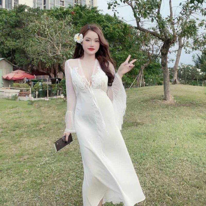 Váy ngủ dáng dài tay xoè tiểu thư 8