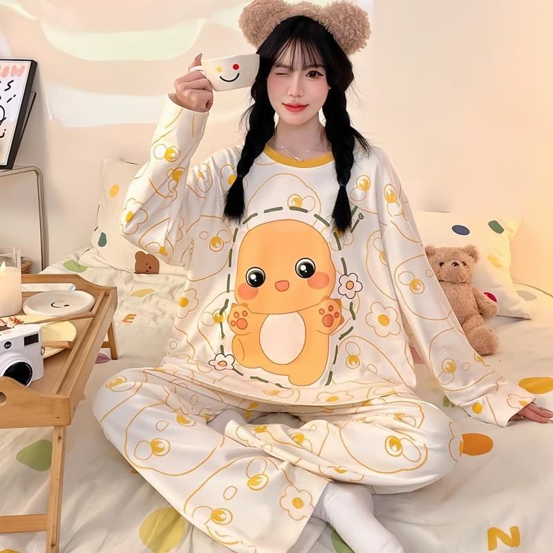 ชุดนอนหญิงแขนยาวขายาว ลายการ์ตูน ขนาดใหญ่ ใส่สบาย ใส่ไปนอกบ้านได้ ดีมนต์ตอบโจทย์ - ผู้หญิง ชุดนอน ทร