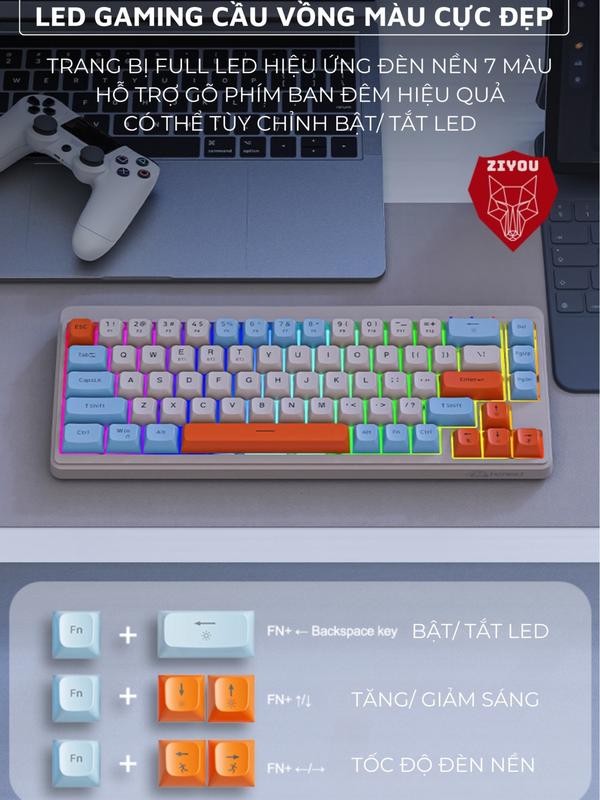 Bàn Phím MINI Không Dây Ziyou FreeWolf M68 Full LED Gõ Êm Giảm Ồn 3 Chế Độ Kết Nối Tương Thích Máy Tính, Điện Thoại | BigBuy360 - bigbuy360.vn Bàn Phím MINI Không Dây Ziyou FreeWolf M68 Full LED Gõ Êm Giảm Ồn 3 Chế Độ Kết Nối Tương Thích Máy Tính, Điện Thoại | BigBuy360 - bigbuy360.vn