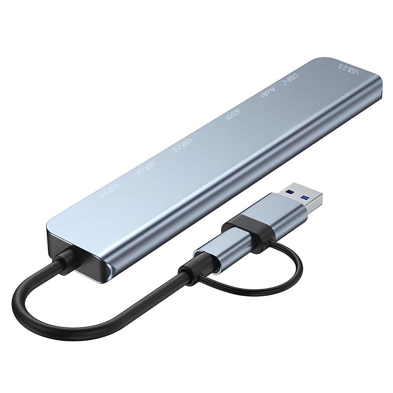 Portable 8 Ports USB Hub, Universal USB 3.0/2.0/Micro SD/TF Card Reader, Multifunction Adapter for Laptop, MacBook Pro, iPad And Other USB-C Devices 7