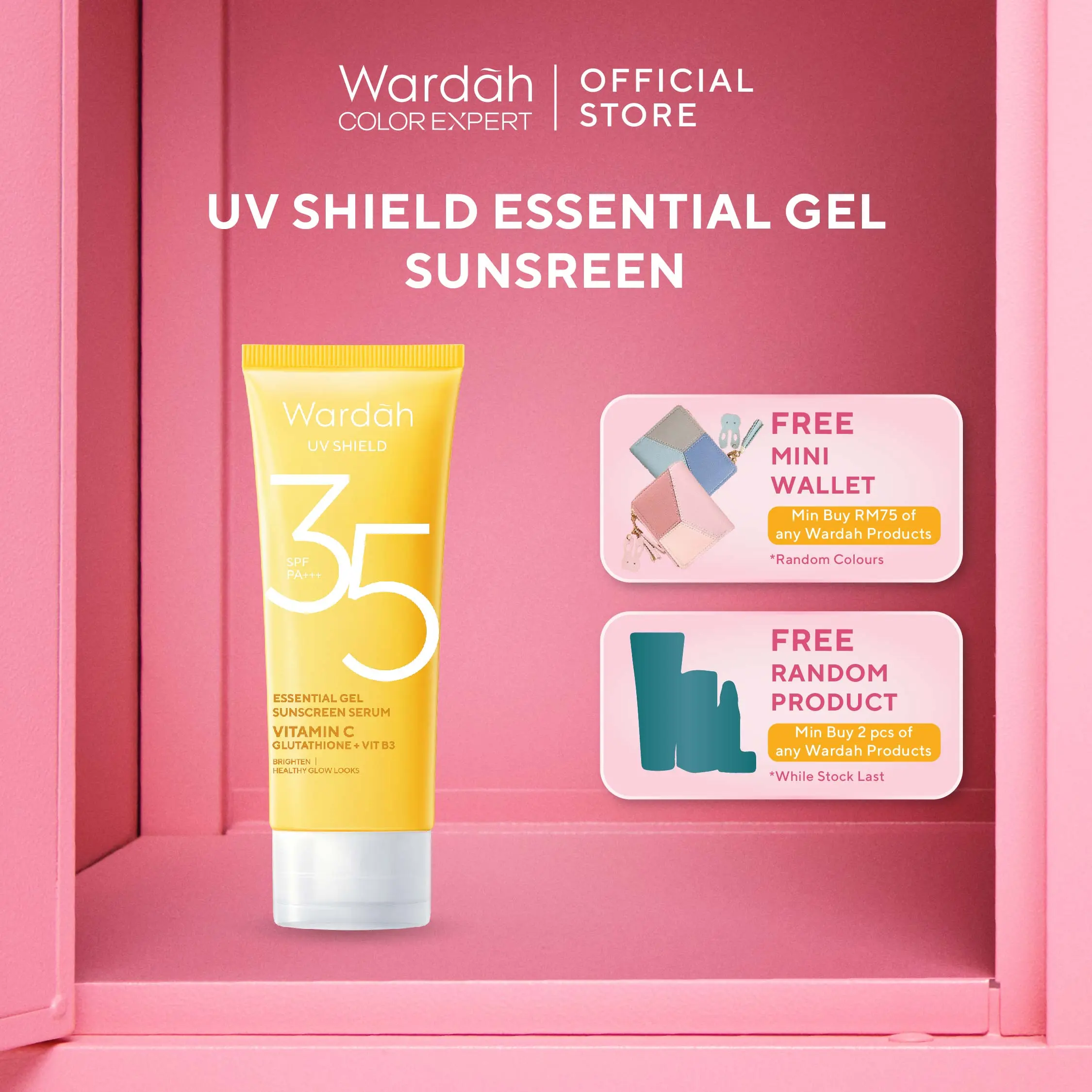 Wardah UV Shield Essential Gel Sunscreen Serum SPF 35 PA+++ 40 ml -  Sun protection and Brightens Skin with Vitamin C