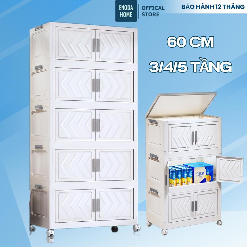 [60cm-3/4/5T] Tủ Nhựa Đa Năng Đựng Đồ Lắp Ghép Tiện Lợi, Có Kèm Bánh Xe Di Chuyển Tiện Lợi, Khoá Cài Chắc Chắn TUN047