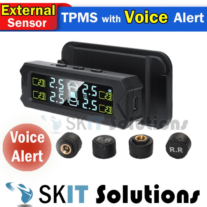 Product Introduction of 【SKIT】Car TPMS Tire Pressure Monitoring System And Time Display w/ Mounting Bracket, TPMS External Sensor, TPMS Internal Sensor, English Voice/Beep Alert,  TPMS Tyre Pressure Monitoring System, TPMS For Car Solar, Tire Pressure Gauge, Tire Pressure Sensor 15