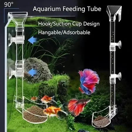 Tempat makan ikan Akrilik 17/28/38CM  Acrylic Feeding Tube /Fish Tube Feeder Aquarium 4
