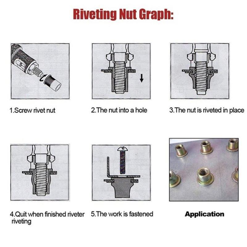 Product Introduction of BT-606 Manual Riveter Nut Tool For M3-M8 Hand Blind Riveter Gun Rivet Nut Pull Cap Auto Set Rivet Nut head 9