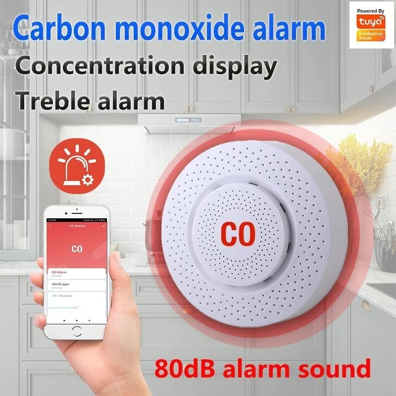 Tuya Wifi Đầu Báo Khói CO Cảm Biến 90db Báo Động Lửa Thông Minh Đầu Báo Khói Wifi Lửa Bảo Vệ Nhà