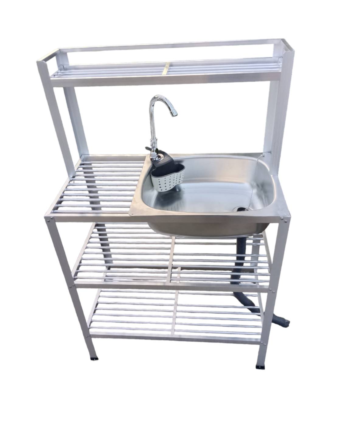 ART. ซิ้งค์ล้างจาน อ่างล้างจาน อลูมิเนียม  1 หลุม 3 ชั้น ที่คว่ำจาน ชั้นคว่ำจานให้แห้ง ขนาด 40 x 75 