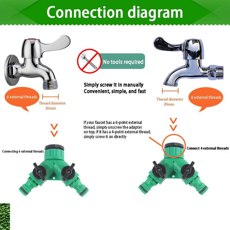 Switch Valve Diverter Joint Diverter Outdoor Garden Water Pipe Faucet Diverter Double Adapter Connector 7