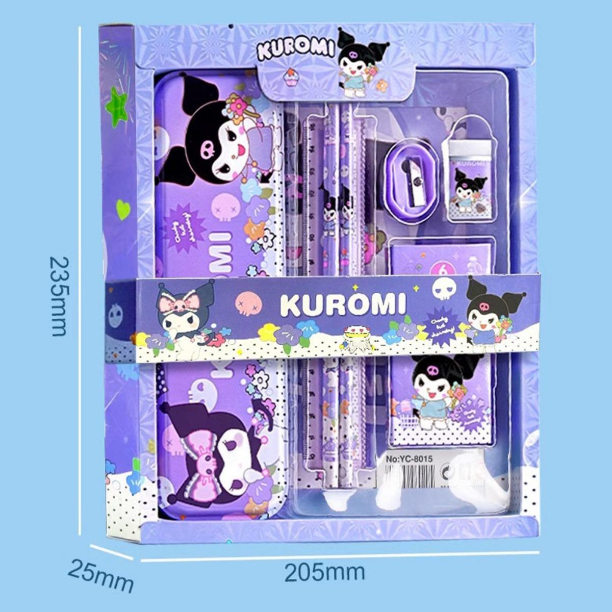 Set Alat Tulis Sanrio 7 in 1: Kotak Pensil, Penghapus & Perlengkapan Lucu Karakter Kuromi, My Melody, Cinnamoroll untuk Anak - Peralatan Sekolah, Stationery Collection, Back to School, Gift Idea