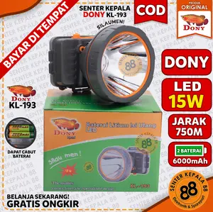 DONY Senter Kepala Lampu Kepala LED Bisa Ganti Copot Baterai Batre KL 193 SILAUMEN Silau men LED SUPER TERANG MURAH Sintar Dony Kepala SUPER TERANG ORIGINAL 193 kl-193 BERBURU BISA GANTI BATAERAI ANTI AIR CAHAYA PUTIH CAHAYA KUNING CAS ULANG RECHARGEABLE