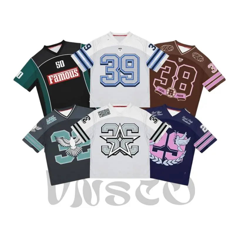 Jersey Streetwear Number Series / Rugby / NFL / Hockey / Oversize / Vintage / Retro Boxy Sport T-Shirt Olahraga