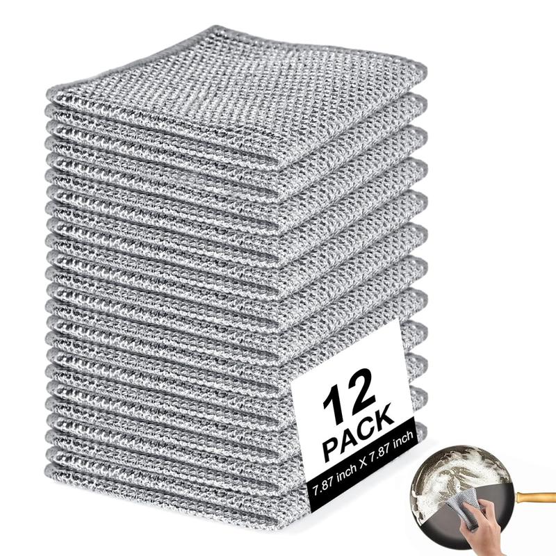 24 Counts Dishwashing Rags for Wet and Dry Multipurpose Stainless ...
