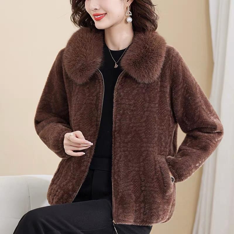 Áo khoác lông mùa đông của mẹ dành cho phụ nữ trung niên và người lớn tuổi. Áo tặng mẹ thời trang quý phái