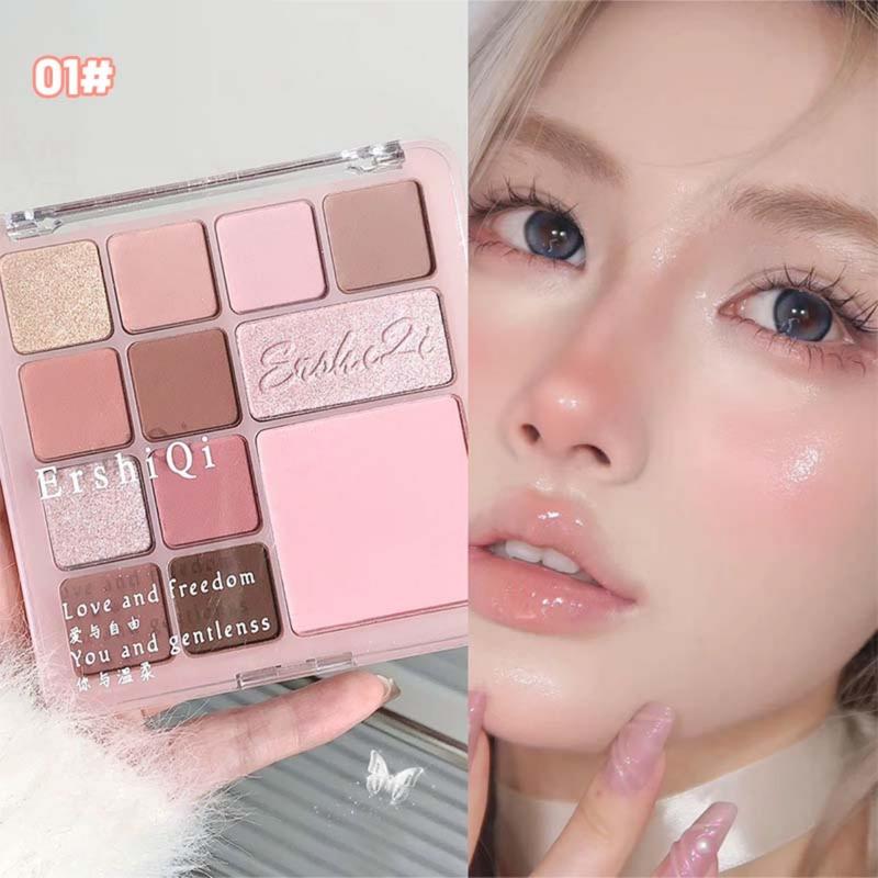 Bảng Phấn Mắt, 12 Màu, Màu Hồng, Có Phấn Má Hồng Và Hiệu Ứng Lấp Lánh Lâu Trôi, Hoàn Thiện Lì Và Lung Linh, Mỹ Phẩm Trang Điểm