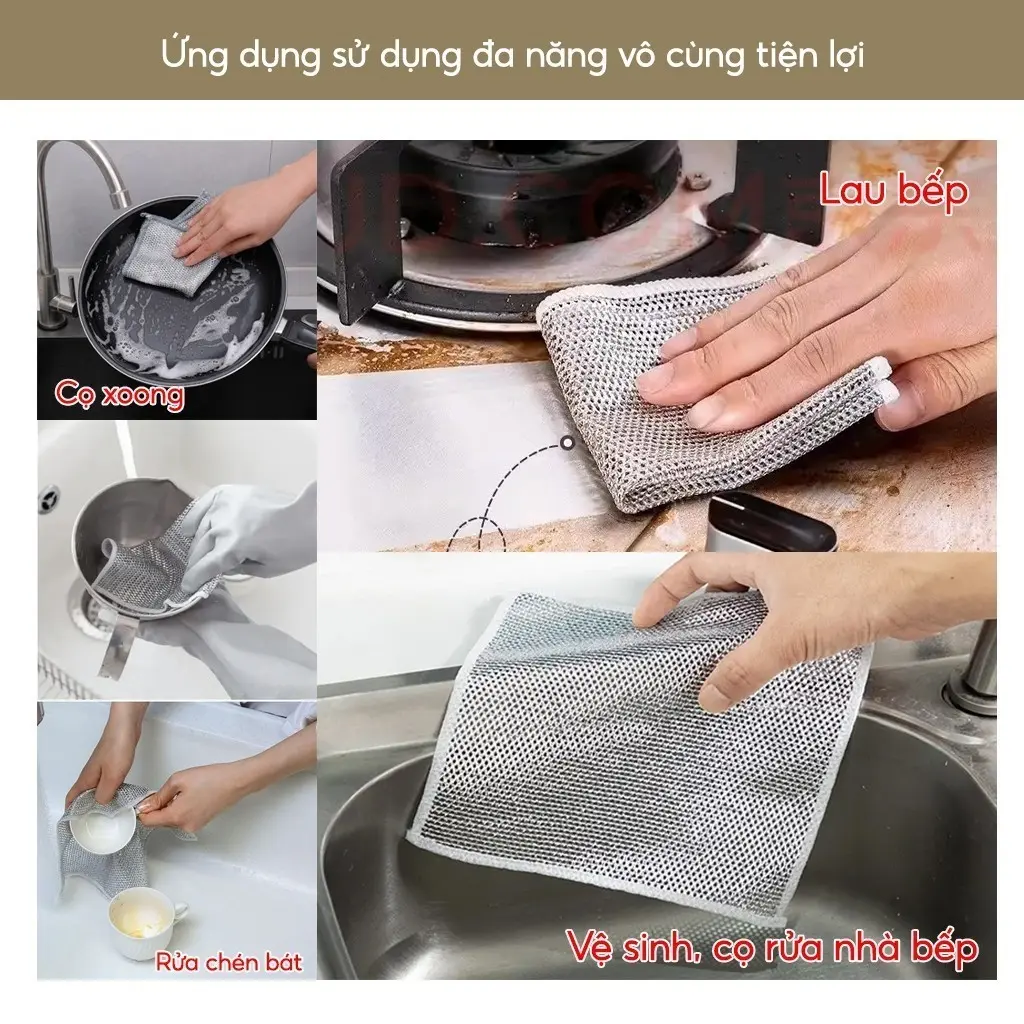 COMBO 70 CHIẾC Khăn lau bếp dây kim loại, rửa chén bát cọ xoong nồi, tấm cọ rửa đa năng M86