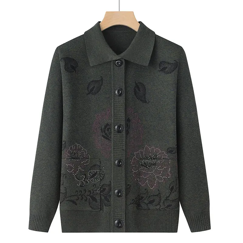 Áo Len Bà Ngoại Mùa Xuân, Áo Cardigan Dáng Rộng Cho Phụ Nữ Trung Niên Và Cao Tuổi, Áo Khoác Dệt Kim Mỏng Cho Mẹ, Quần Áo Tuổi 4