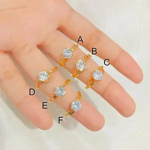 Cincin Wanita Cincin Kawin Dewasa Permata Zircon Aksesoris Fashion C3#