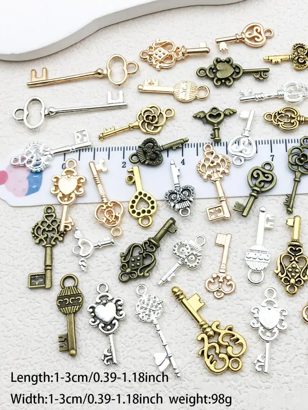Vintage Key Design Charms, Mixed Style Key Set Pendant, DIY Charms for Jewelry Making, Wedding Party Favors 1