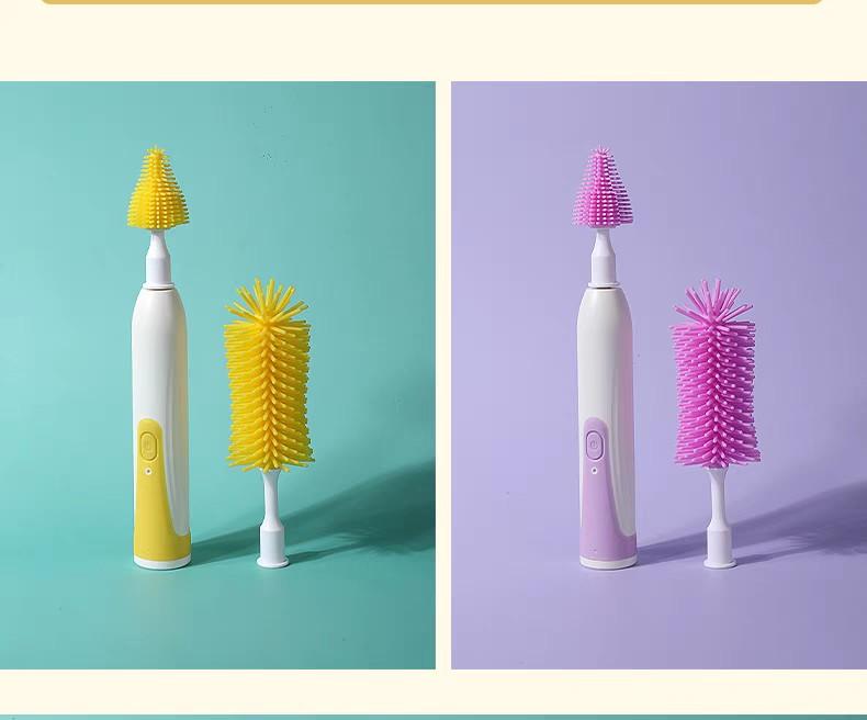 Product Introduction of PP013 แปรงล้างขวดนมไฟฟ้าหมุนได้360 องศา เหลือง 20