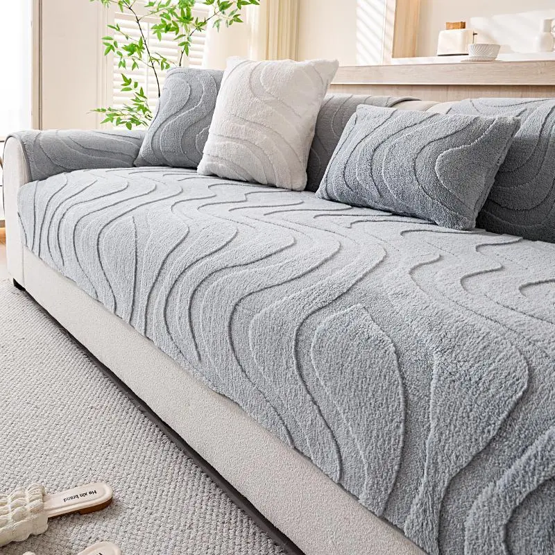 Solid Color Plush Sofa Cover, 1 Count Modern Simple Sofa Cushion, Sofa Protector for Home Living Room Bedroom Hotel Dormitory Decor