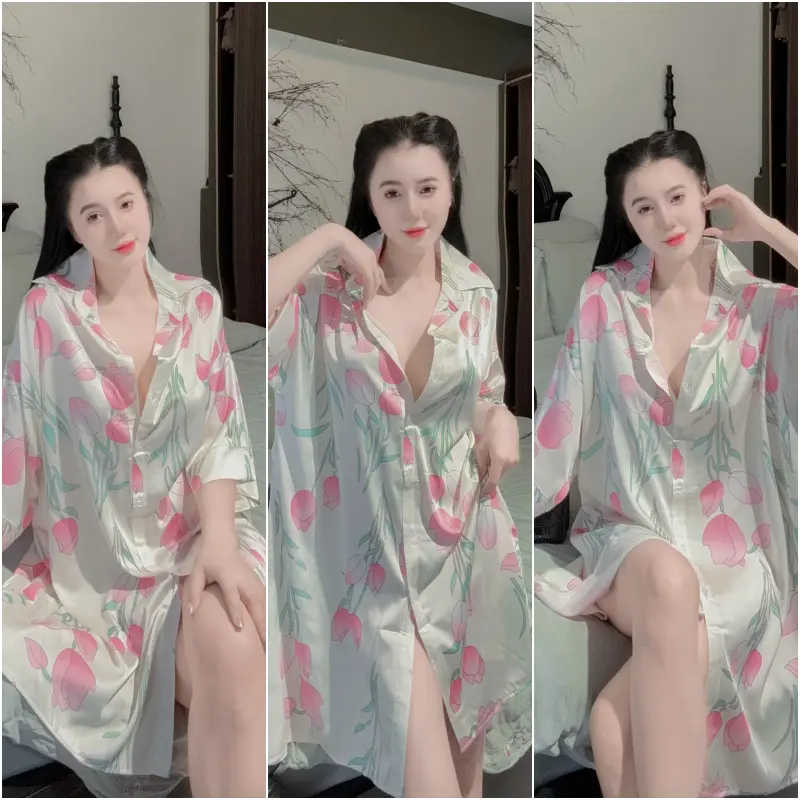 Đầm ngủ sơ mi bigsize in hình dễ thương