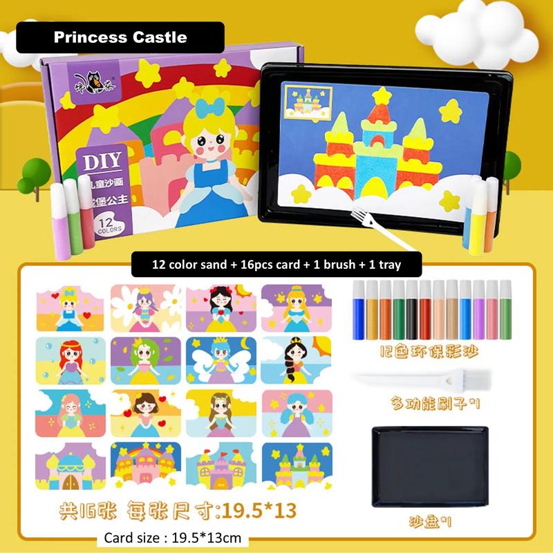 Product Introduction of TT27 Kids Colorful DIY Sand Painting Sand Art Cards Educational toys Art & Craft Creative toys for childrens boy & girls Children's the Color Sand Psinting 7