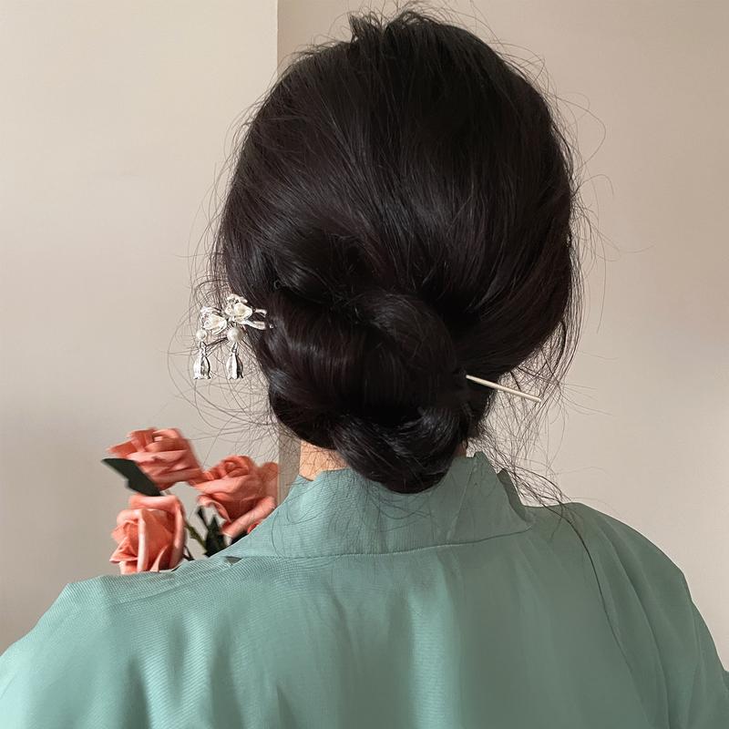 Product Introduction of Hanfu Chinese Style Hairpin Ancient Style High-end Hairpin Iris Lily of the Valley Hairpin Pearl Flower Tassel Hairpin 1