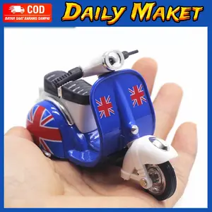 Diecast Miniatur Motor Vespa Pajangan Dashboard Dekorasi Hiasan Meja