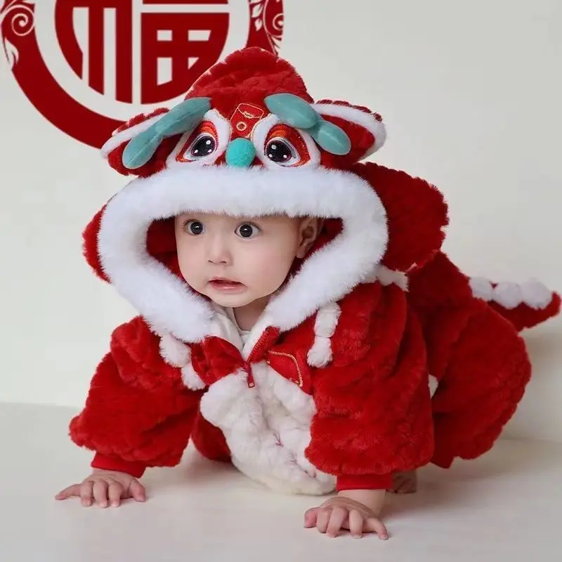 Quần Áo Năm Mới Cho Em Bé Áo Jumpsuit Quần Mùa Đông, Thiết Kế Năm Rồng, Dày Dặn, Áo Len Siêu Dễ Thương, Trang Phục Lễ Hội Năm Mới, Bán Chạy Tại Cửa Hàng，Chiếc quần áo để đón Tết này thật đẹp，Chiếc quần áo để đón Tết này thật đẹp
