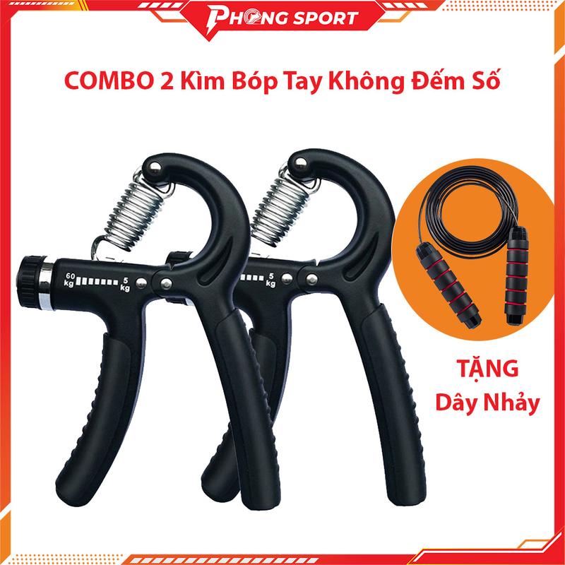 Combo 2 kìm tập bóp cơ tay không đếm số Phongsport - Tặng dây nhảy lõi thép