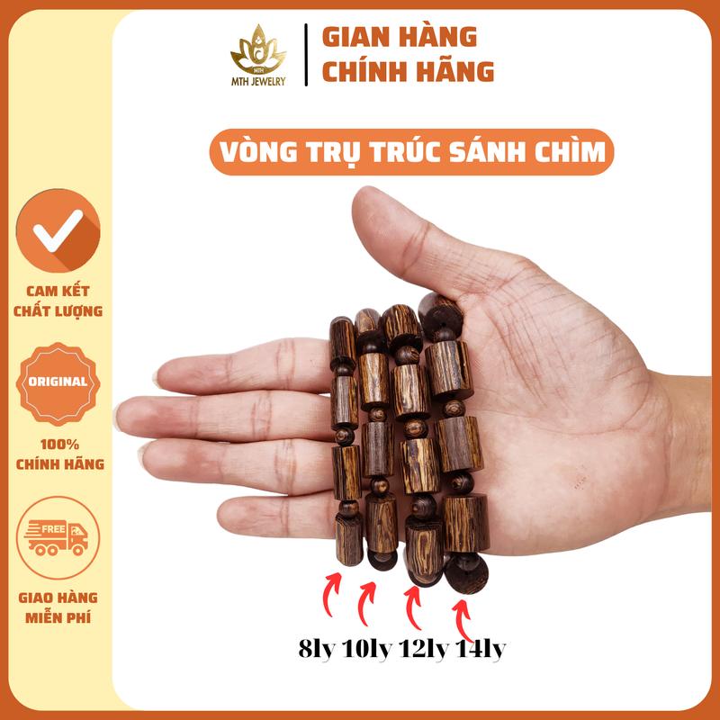 [MTH] Vòng Tay Trầm Hương Sánh Chìm Trụ Trúc Mộc Trầm Hương - Vòng Đủ Size Nam Nữ, Phụ Kiện Hộp, Túi Nhung, Lá Bồ Đề, Nụ Trầm, Dây Xâu - Đeo Tay Voi Chim