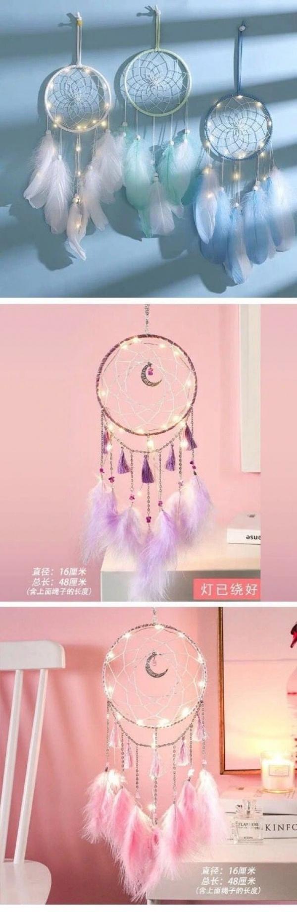 Product Introduction of Hươu Ấn Độ Dream Catcher Phòng ngủ Trang trí đầu giường Chuông gió phong cách cô gái trẻ Món quà sinh nhật Cô gái cho bạn cùng lớp 4