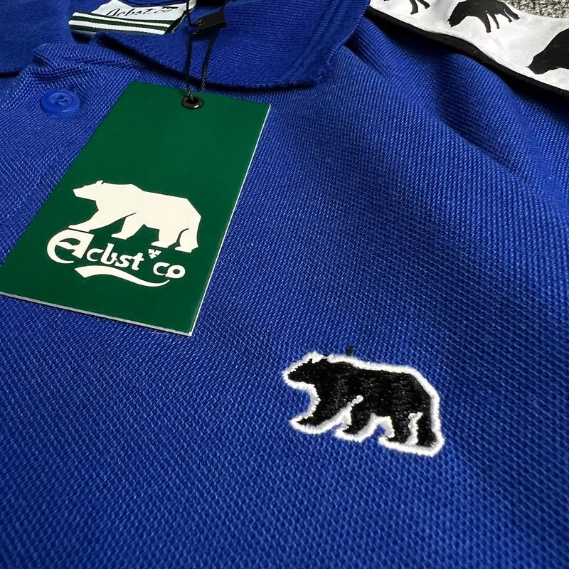Acbst Co Kaos Polo Shirt Tapped Bear Logo Blue Electric Casual Pria 8