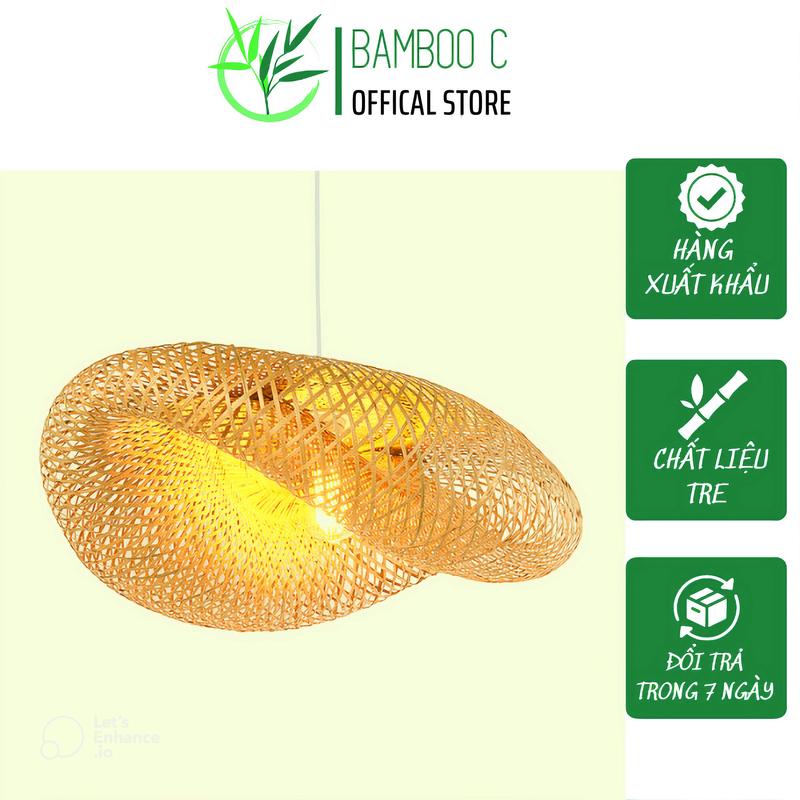 Đèn mây tre đan thả trần hình đám mây dáng Elip cho quán cafe, chao đèn trang trí nhà hàng (Đèn đám mây)