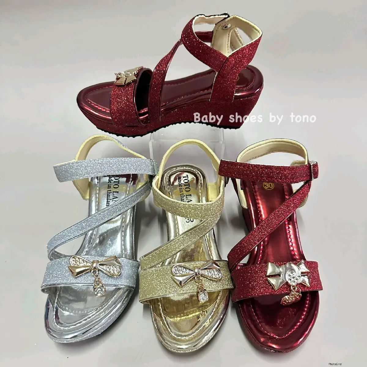รองเท้าส้นสูงเด็ก เบอร์ 25-36 กากเพชร วิบวับ *ส่งของทุกวัน