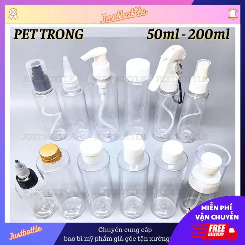  Chai Nhựa Trong 50Ml 100Ml 150Ml 200Ml Lọ Chiết Mỹ Phẩm Vai Ngang Có Vòi Nhấn Xịt Phun Sương Bodymist Khoáng Thơm Giọt Nắp Nhọn Nhôm Bật Press Toner Nhọn - Vỏ Bình Triết Dung Dịch Sữa Tắm Dầu Gội Mĩ Phẩm Giá Rẻ 
