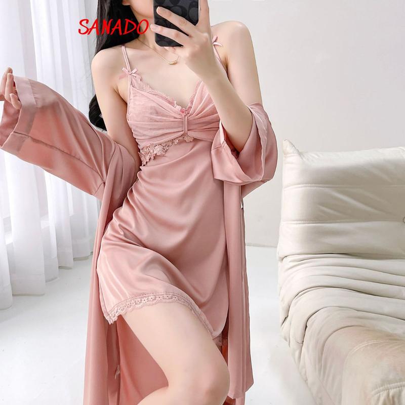Sét áo choàng kèm váy ngủ lụa hàng quảng châu cao cấp SANADO SC66