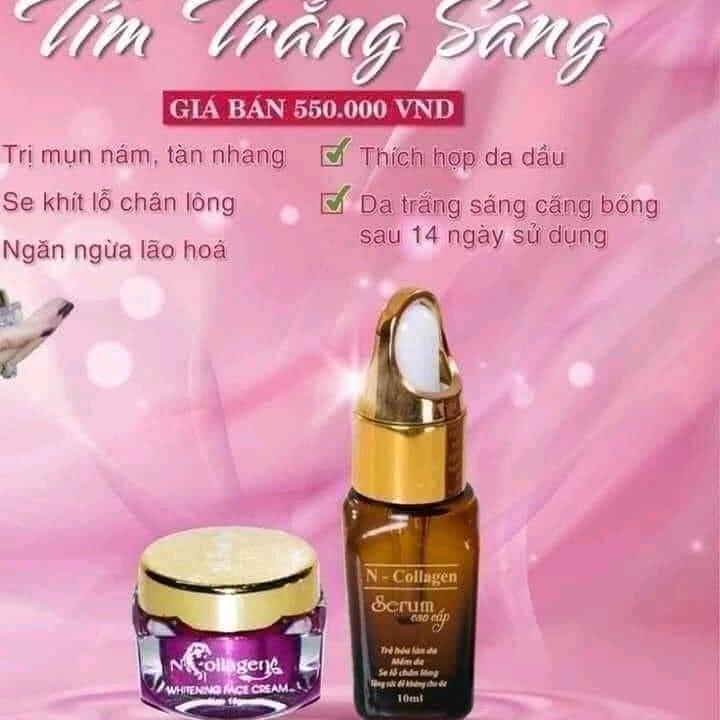 COMBO KEM FACE TÍM + SERUM COLLAGEN Tất cả các loại da