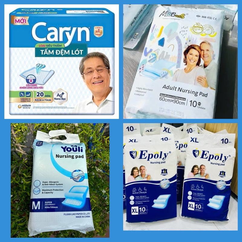 [ HCM ] 10 Miếng Tấm Đệm Lót CARYN / MIOBUSS / EPOLY / YOULI - Tấm Trải Giường Chống Thấm Người Già Mẹ Bỉm Nhiều Kích Thước