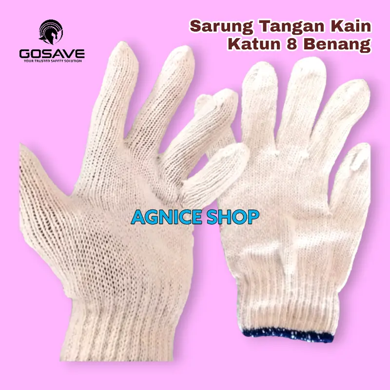 Per Lusin Sarung Tangan Kain Katun 8 Benang Gosav Rajut Kualitas Super 2