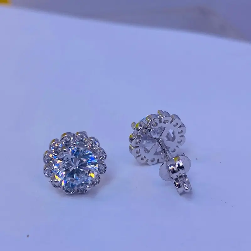 Bông tai hoa cúc khoá đẩy [TD057B] đã xi kim cao cấp 7