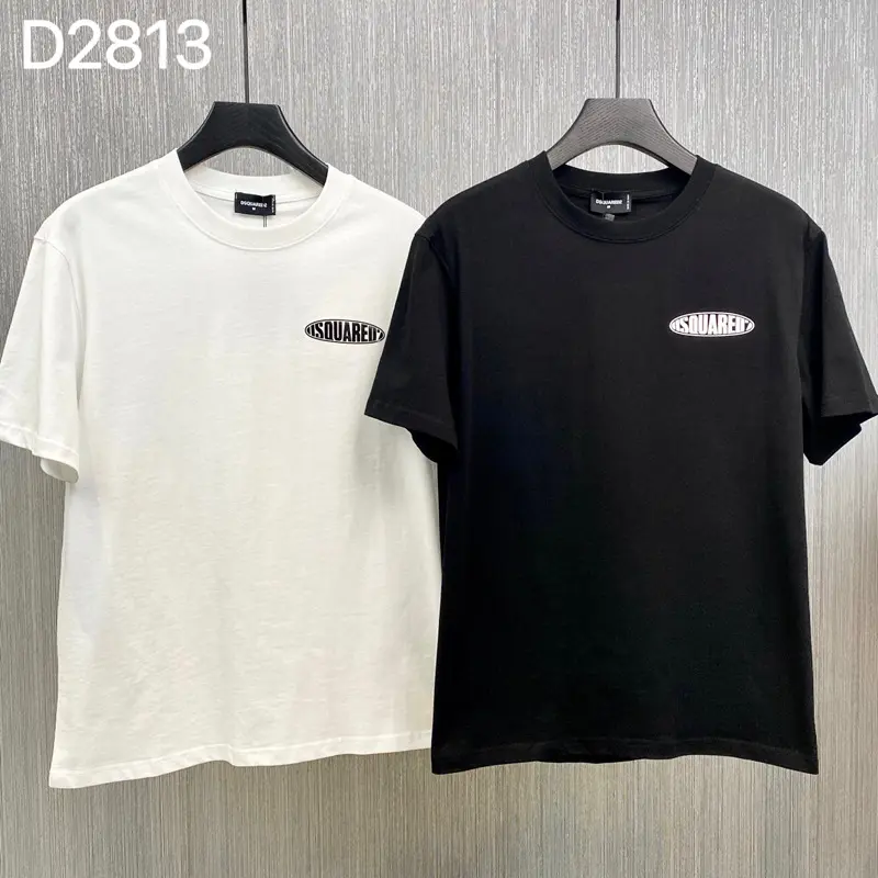 Wide Loose D2813 Trendy D2 Short-Sleeved T-shirt Letter Logo Printing round Neck Fashion Men's Short-Sleeved Shirt Cross-Border Half-Sleeve