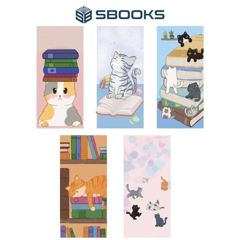 [1 Cái Ngẫu Nhiên] Bookmark Kẹp Sách, Dấu Trang Họa Tiết Hình Mèo - SBOOKS 0