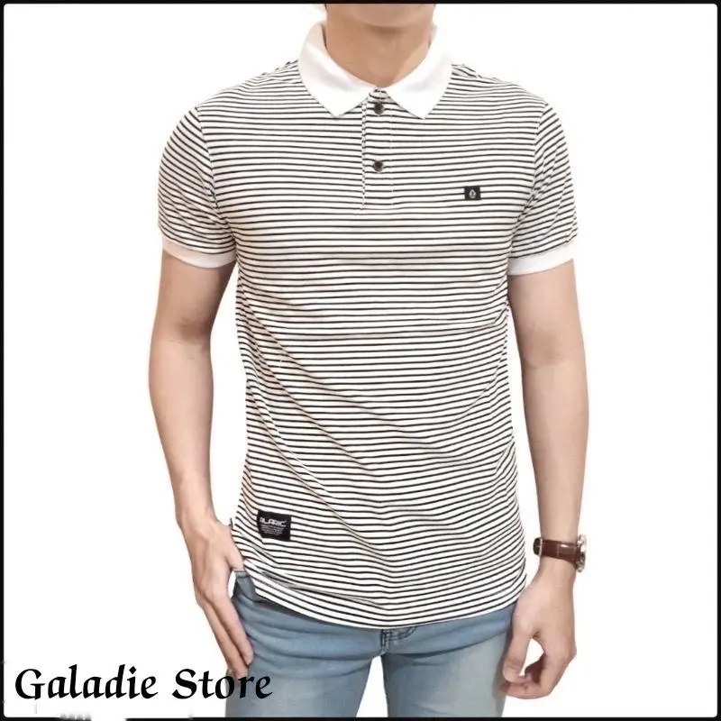 Baju kaos kerah pria salur alaric/kerah pria salur premium/baju polos salur terbaru Polo Pendek Distro Dewasa