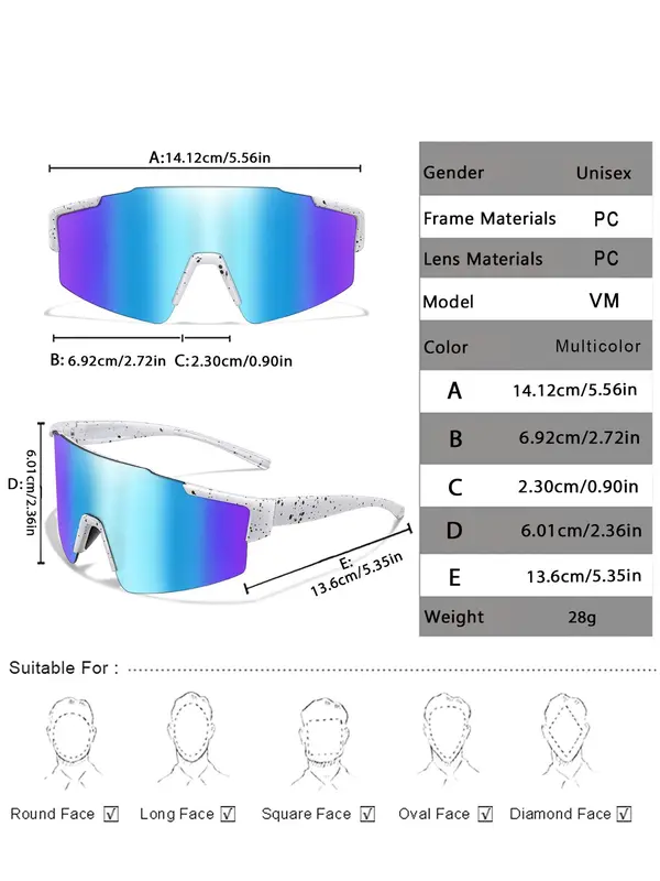 Unisex Sporty Biking Cycling Sunglasses, Outdoor Sports Eyewear for Hiking, Fishing, Driving, Fashion Sports Eyewear for Outdoor Activities 6