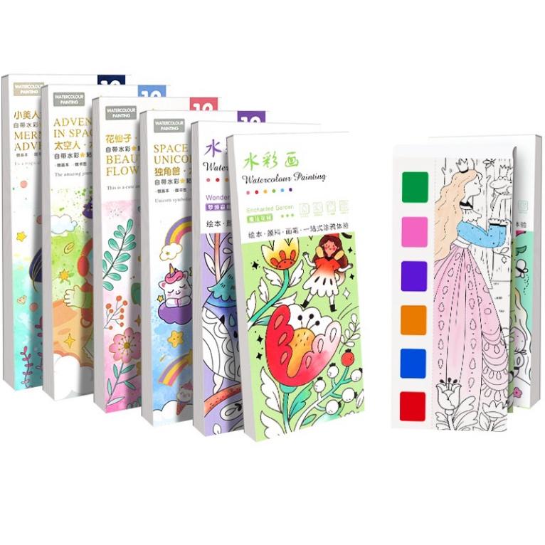 Product Introduction of Bộ 12 Tranh Tô Màu Nước Hoạt Hình Xinh Xắn Dành Cho Trẻ (1718TTM) 30